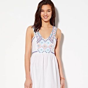 AE white cotton dress w/ bright stitching detail