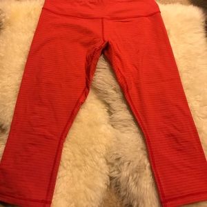 Red stripped Lululemon cropped leggings