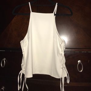 White Cami Top with Lace Up Sides