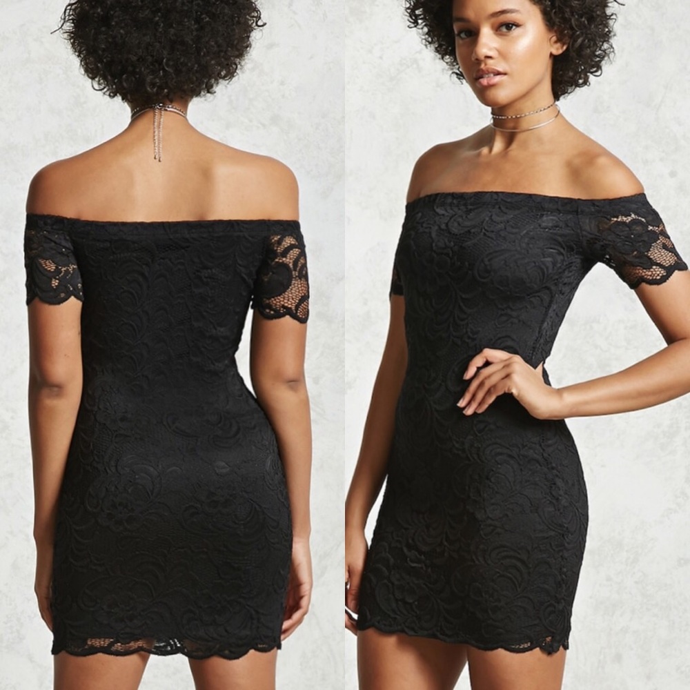 NWT Off The Shoulder Black Lace Dress