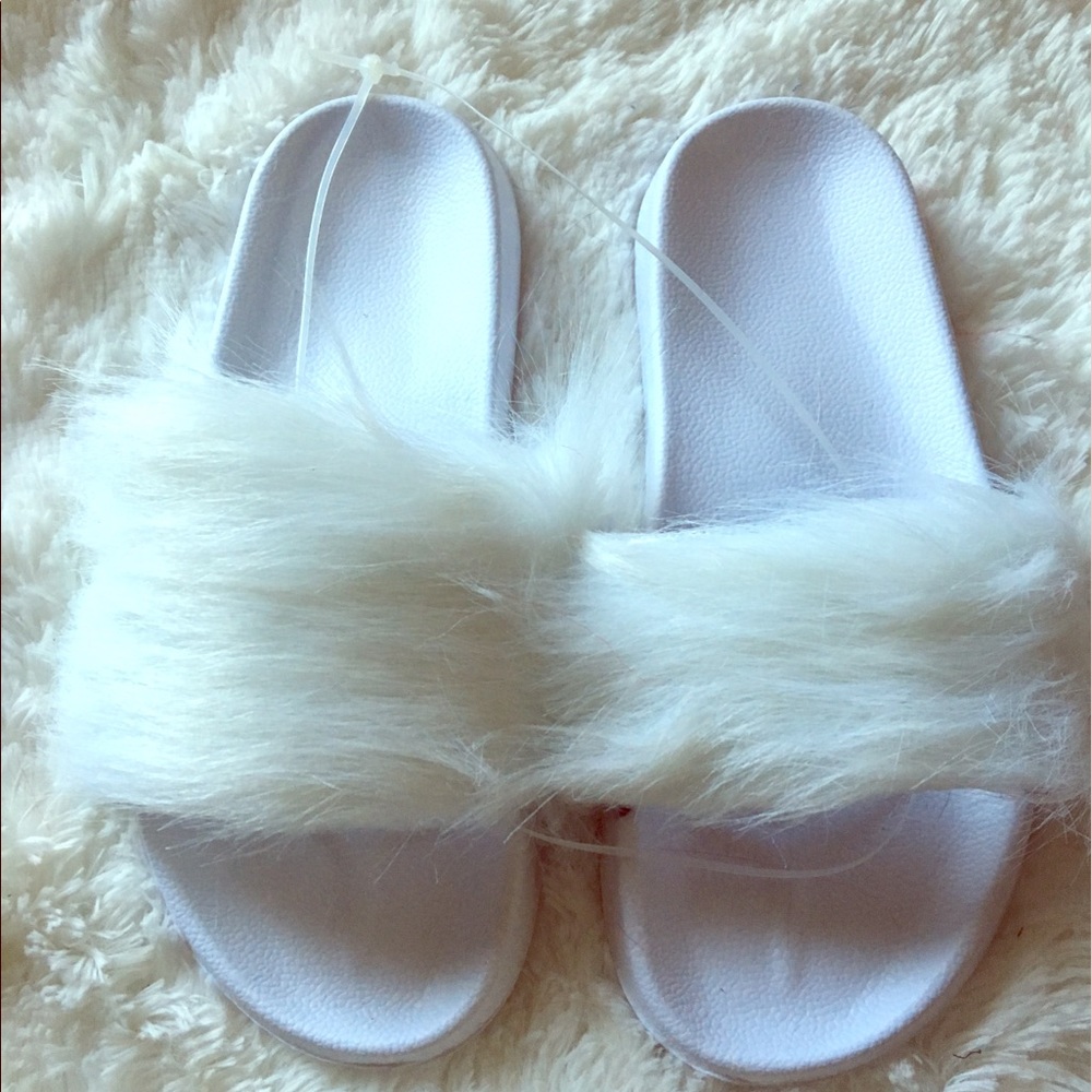 White furry slides