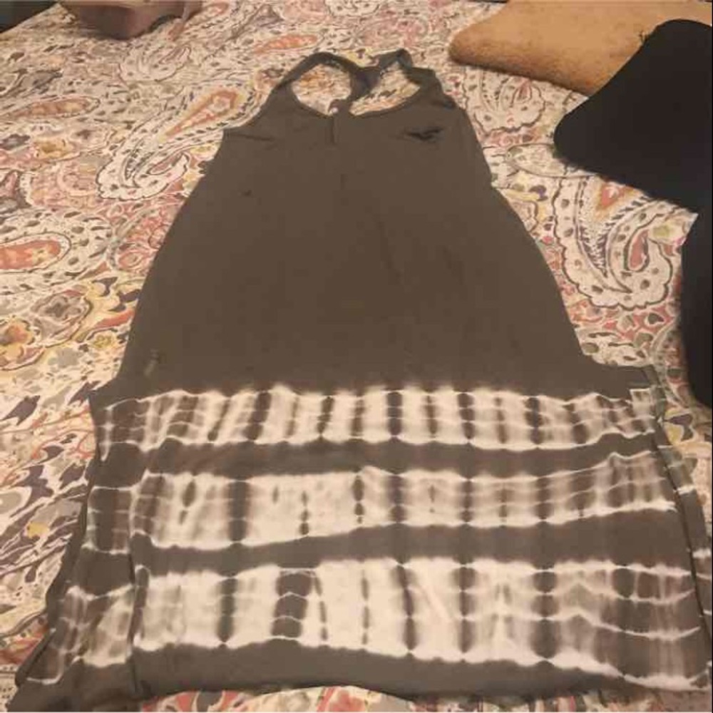 Green maxi dress with tye dye white bottom
