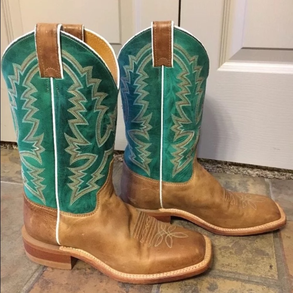 Justin Boots Bent Rail Burnished Calf square toe.