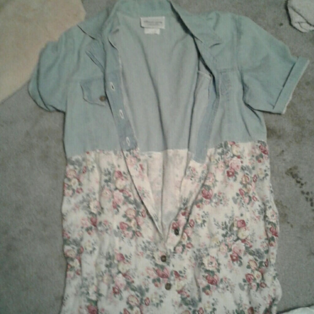 Jean dress with floral print
