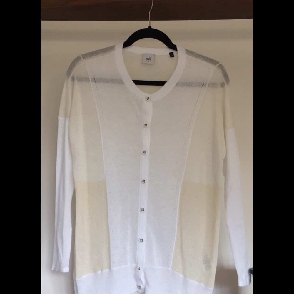 *NWOT* CAbi White & Beige Cardigan