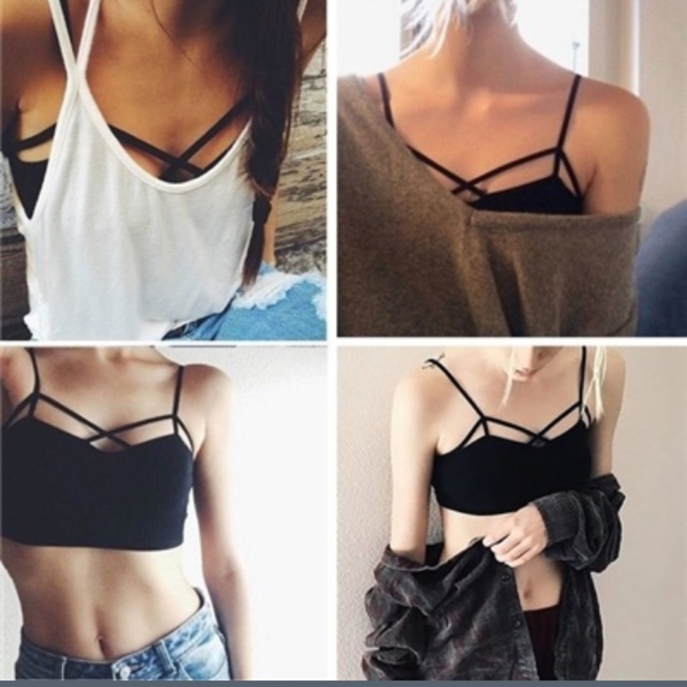 SOLD ON Ⓜ️ Black Criss Cross Strappy Bralette