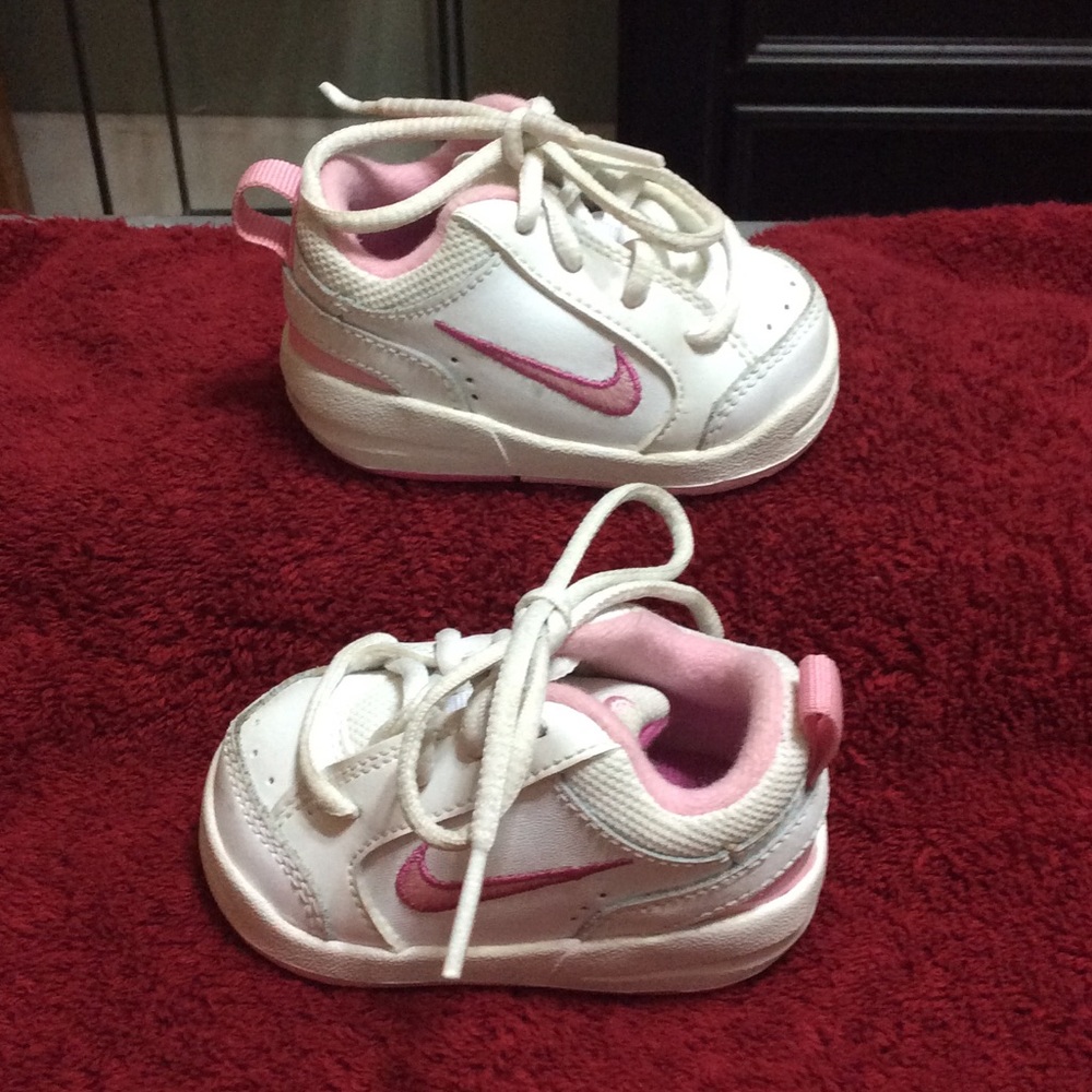 Infant white and pink Nikes