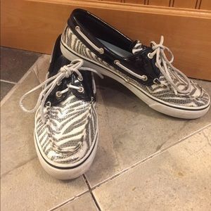 Sequin zebra print Sperry's