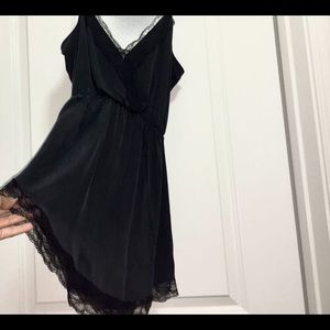 Lace Trim Silk Mini Dress 💣