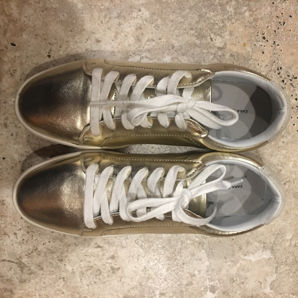 Gold Zara sneakers
