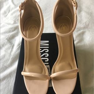 Missguided Nude rounded strap barely there heels