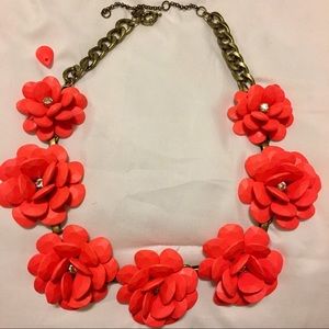 J.Crew jumbo floral necklace, coral