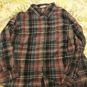 100% cotton plaid button down shirt