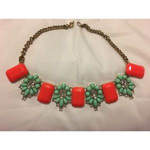 J.Crew coral and turquoise statement necklace