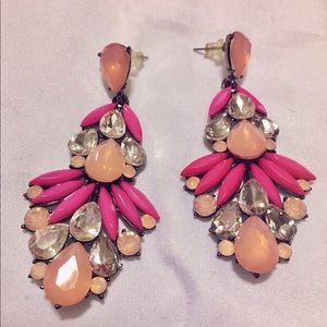 Pink jeweled statement earrings