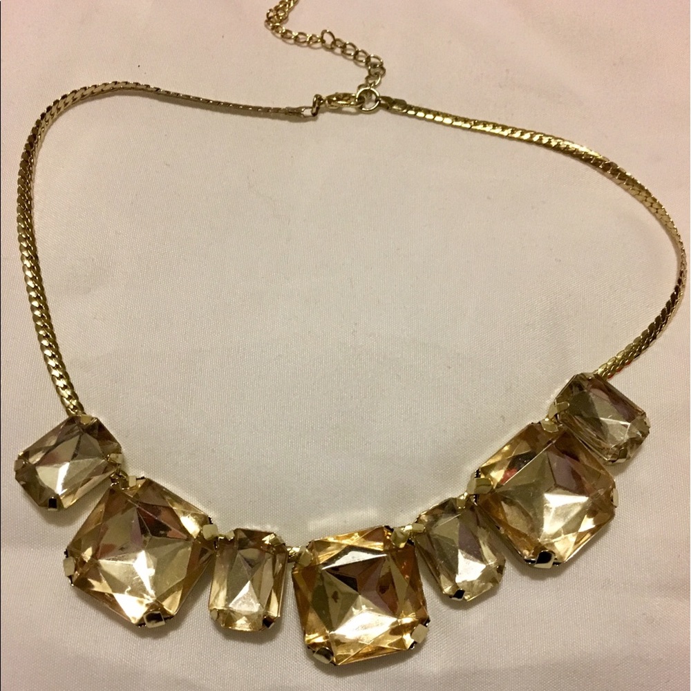 Gold toned crystal statement necklace
