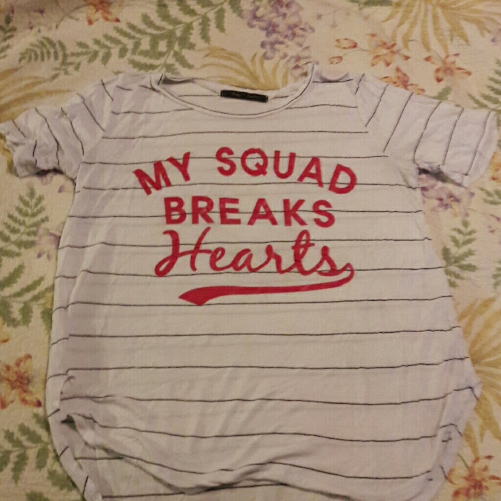 Striped graphic tee shirt My Squad Breaks Hearts