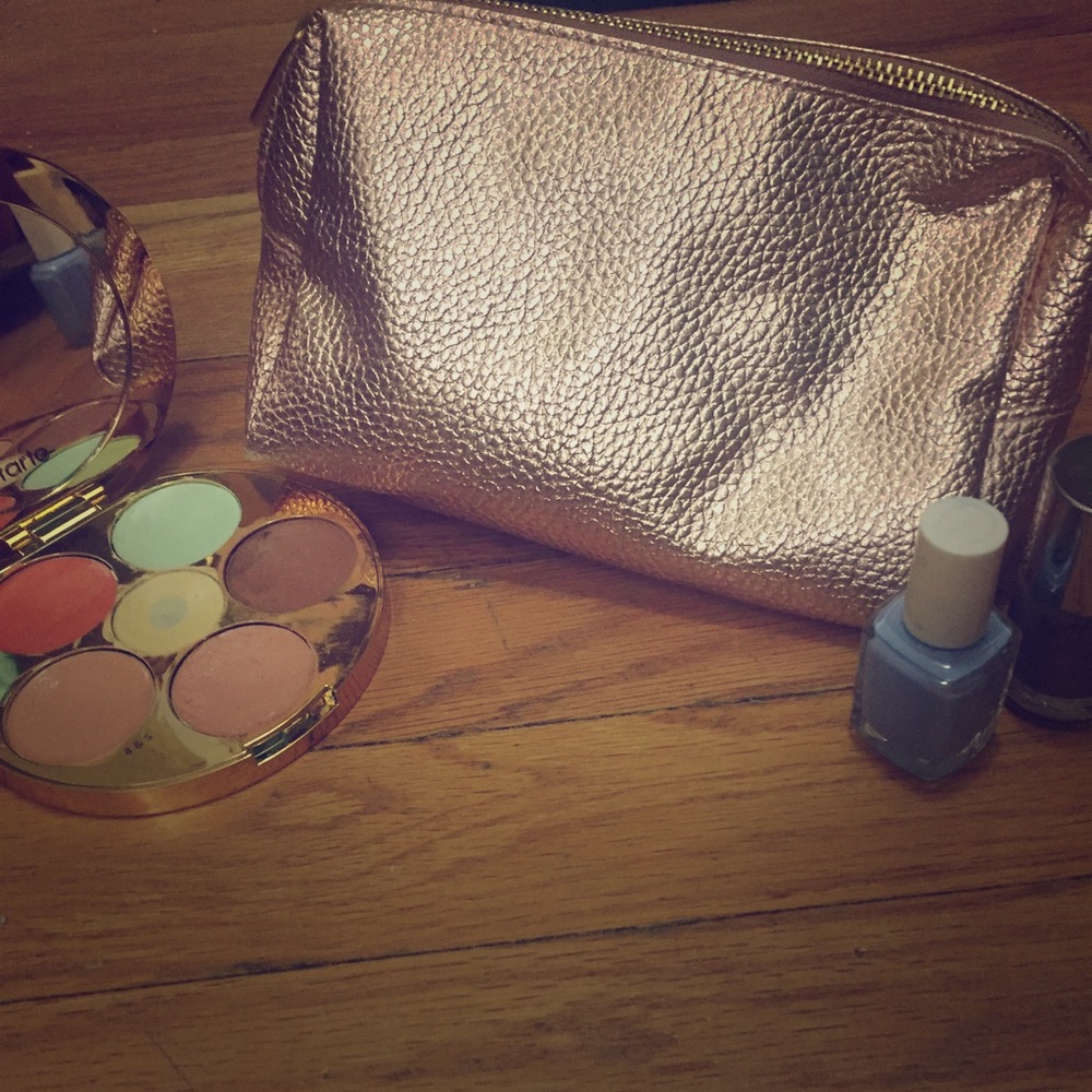 Bare minerals rose gold metallic makeup bag