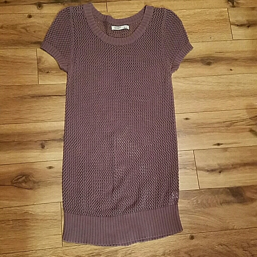 Short sleeve tunic, 100% cotton, mesh look.