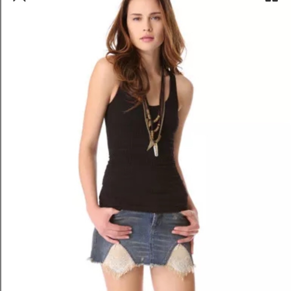 FREE PEOPLE Handkerchief Jean Cut-Off Mini Skirt