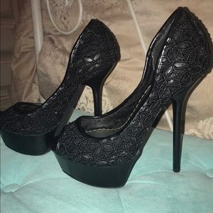 Black Lace Bebe Heels
