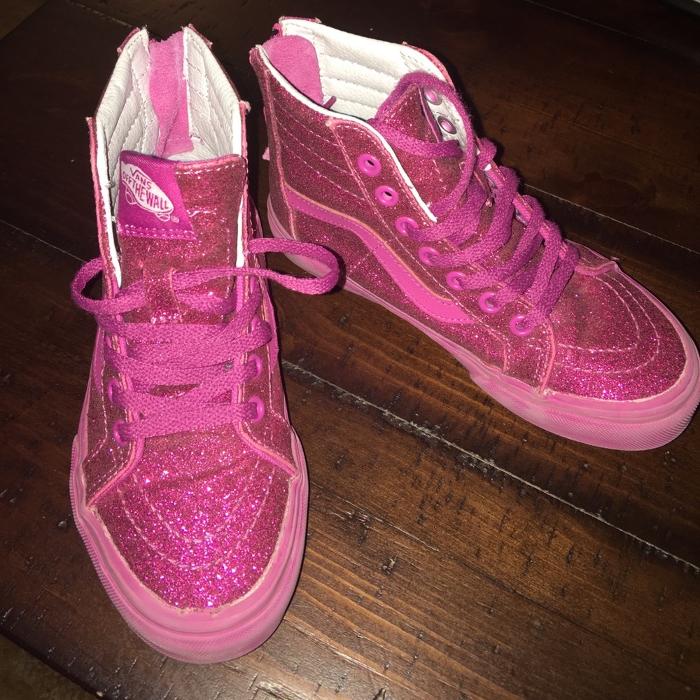 Pink sparkle vans sneakers
