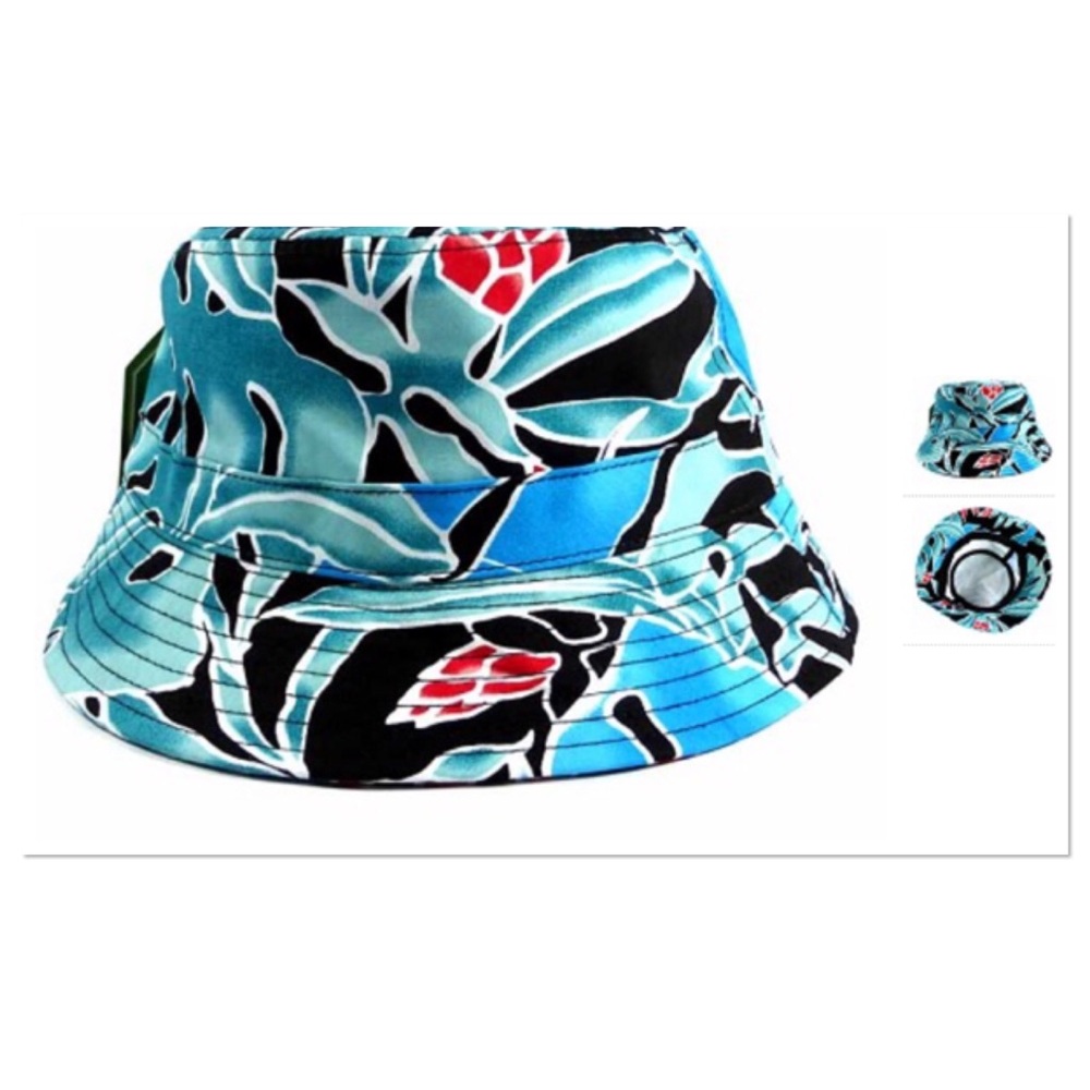 Turquoise Blue Leaf Bucket Hat