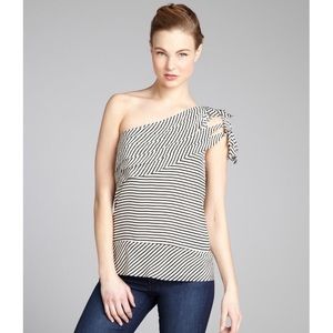 BCBG Max Azria one shoulder silk blouse