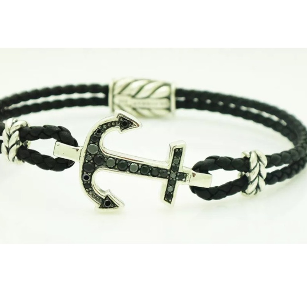 David Yurman SS Pave Black Diamond Anchor Bracelet