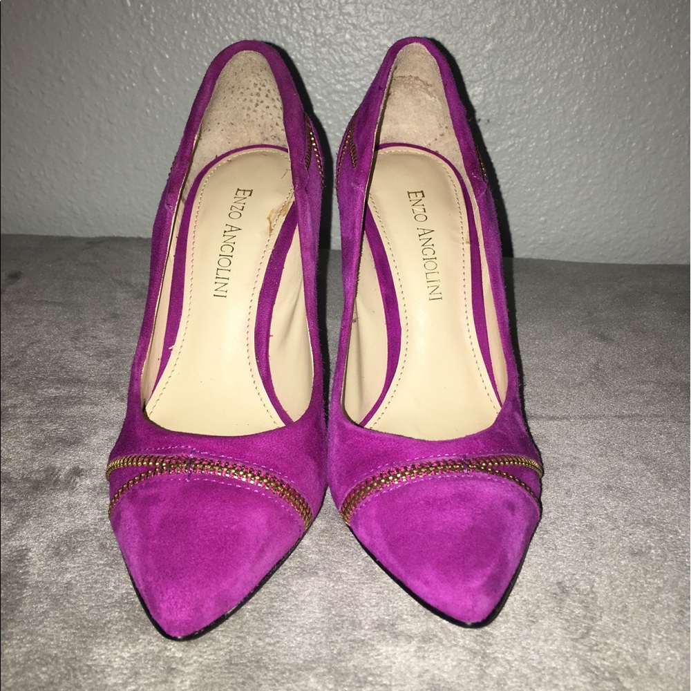 Enzo Angiolini zipper Purple suede Leather heels