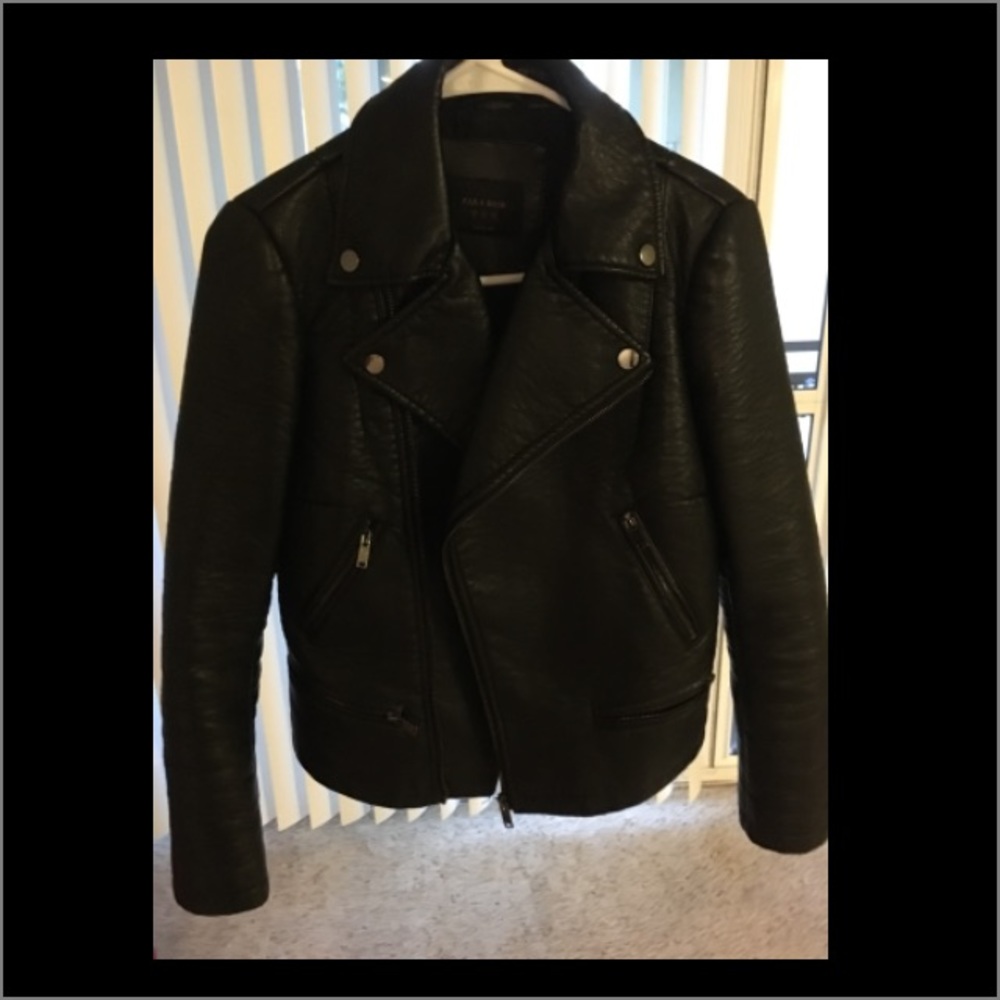 Zara Basics biker Faux Leather jacket