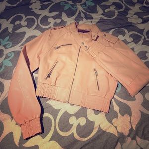 Light blush pleather bomber