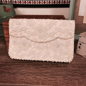 Gorgeous Ivory Vintage Beaded Clutch