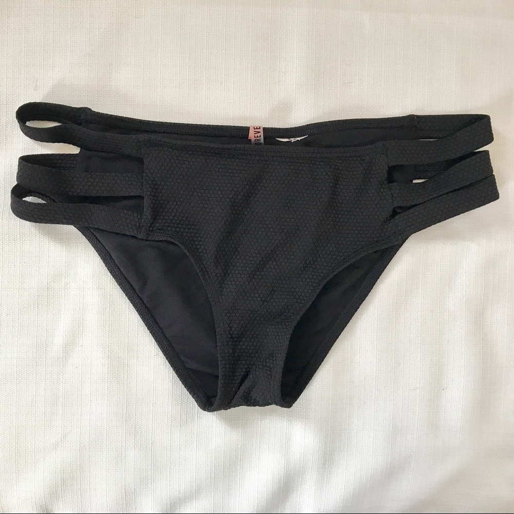 F21 texture strappy hip detail bikini bottom