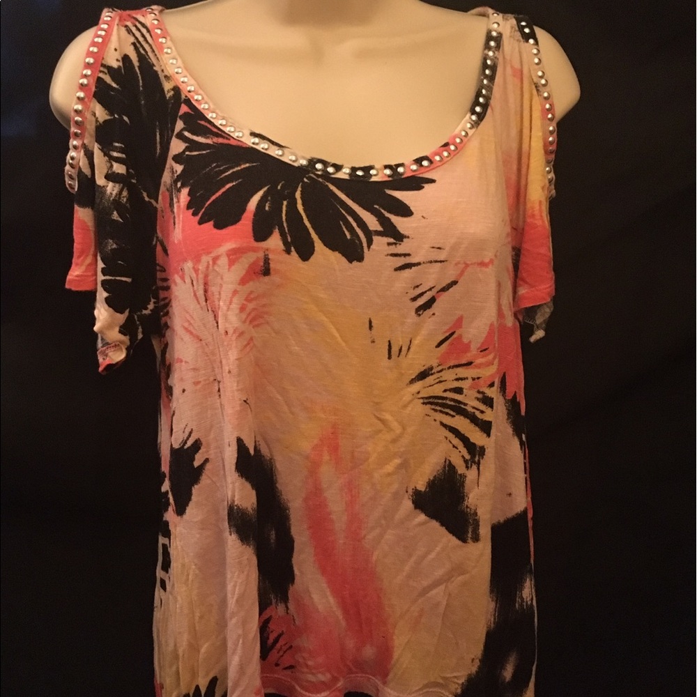 Tropical Cold-Shoulder T-Shirt