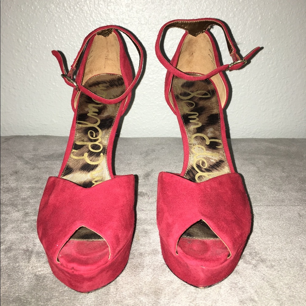 Sam Edelman Red Suede Leather Heels Marina