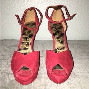 Sam Edelman Red Suede Leather Heels Marina