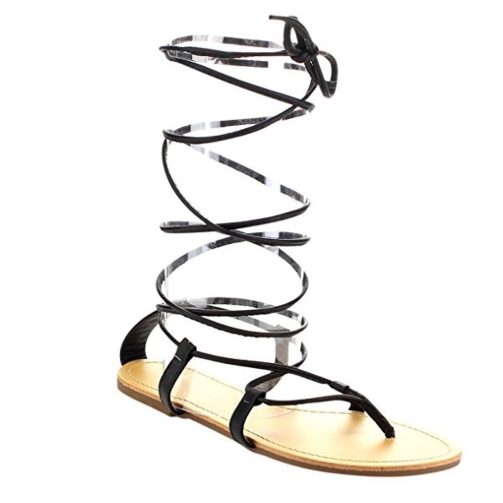 Black Gladiator Lace up Sandals