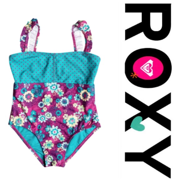 🆕GIRLS ROXY SWEET FLORAL ONE-PIECE SWIMSUIT - Picture 2 of 4