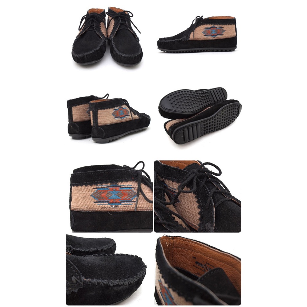 Black Native Ankle Bootie Moccasins - Picture 4 of 5