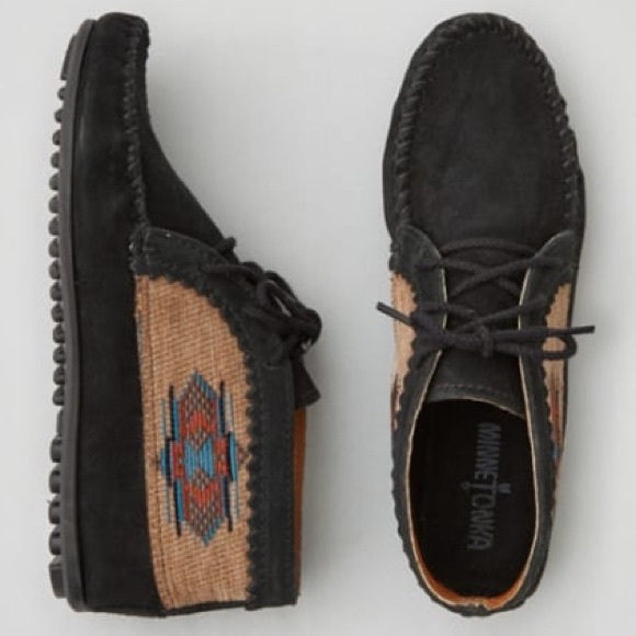Black Native Ankle Bootie Moccasins - Picture 2 of 5