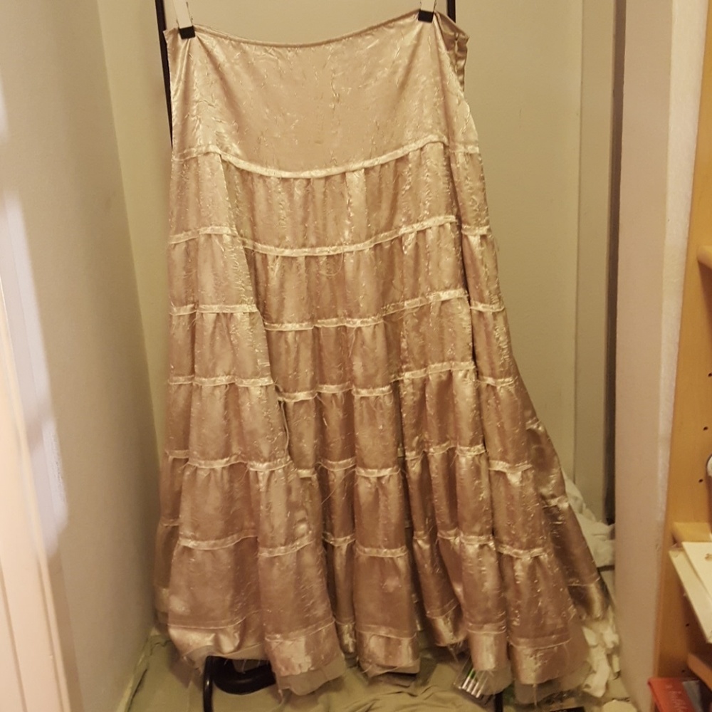 Long gold tiered skirt