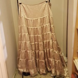 Long gold tiered skirt