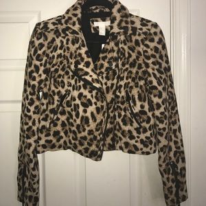 Leopard print biker jacket