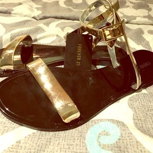 NWT Gold jelly sandals
