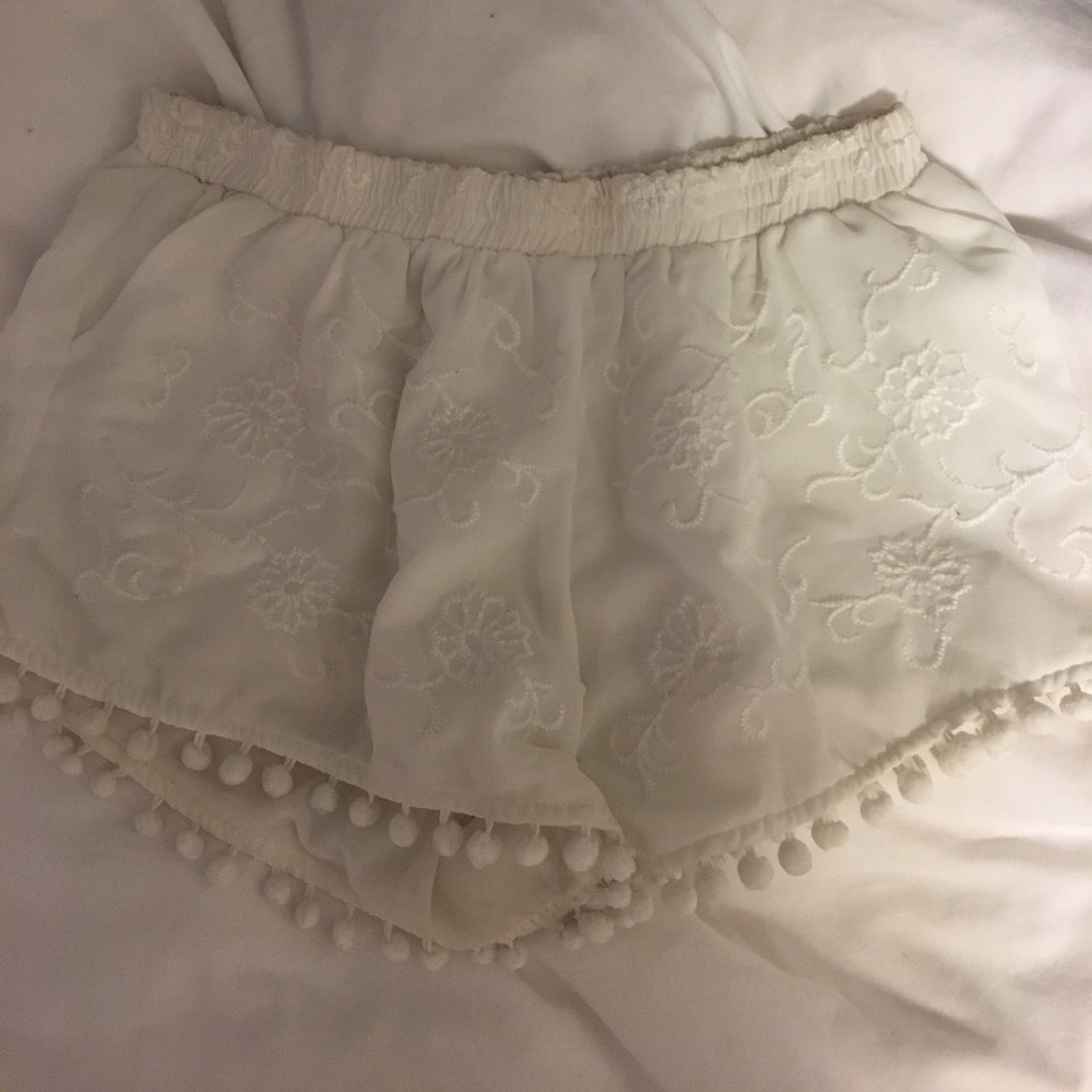 White embroidered shorts