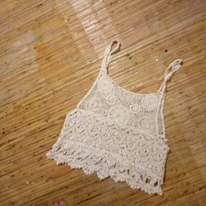 Summery white crochet boho top
