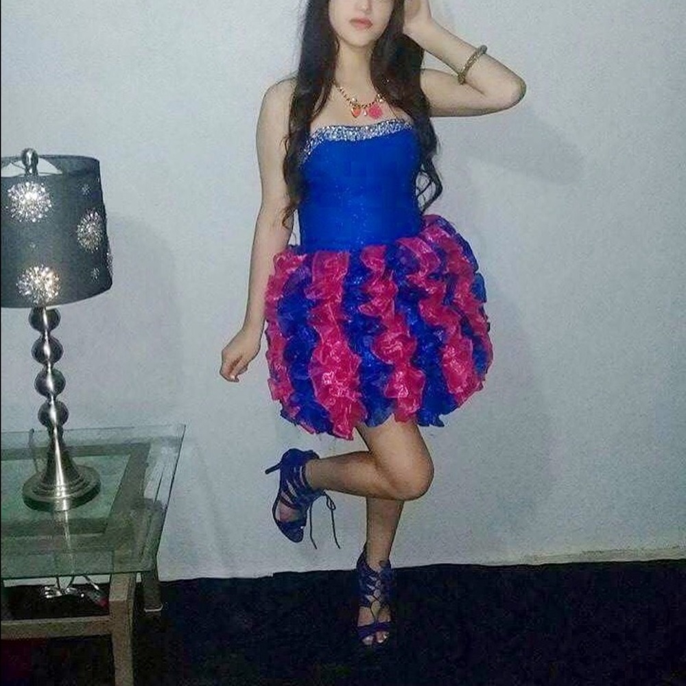 Pink and blue PROM dress