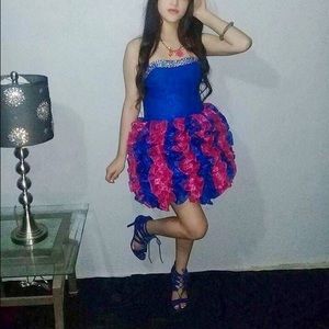 Pink and blue PROM dress