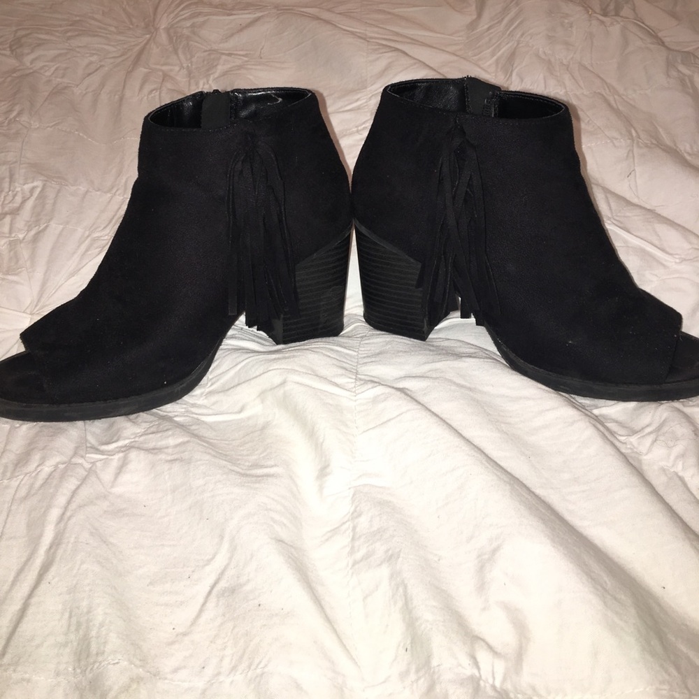 Black Fringe Booties